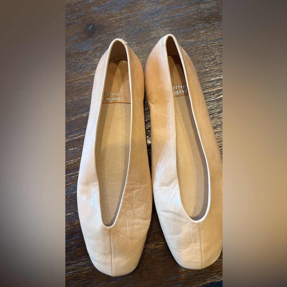 Jeffrey Campbell Beige Leather Ballet Flats